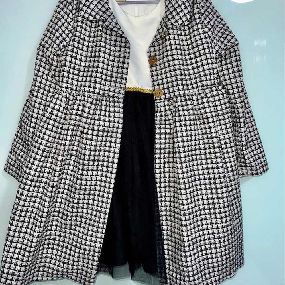Stylish Black and White Kids Coat and dress dress with coat is like new